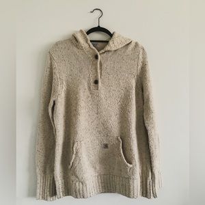 Carhartt Women's Knit Hooded Sweater Speckled Oatmeal Beige Wool Blend - Medium